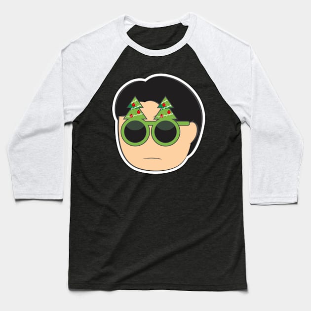 Guy with Sunglass Christmas Baseball T-Shirt by Dreven Viio